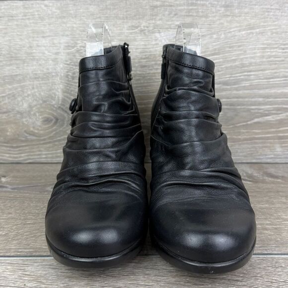 Dansko Buffy Women’s ask 8.5-9/EU 39 Black Leather Slouch Zip Ankle Boots - Picture 2 of 12